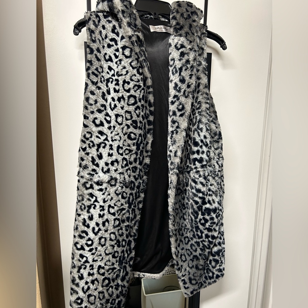 Leopard Faux Fur Hooded Vest